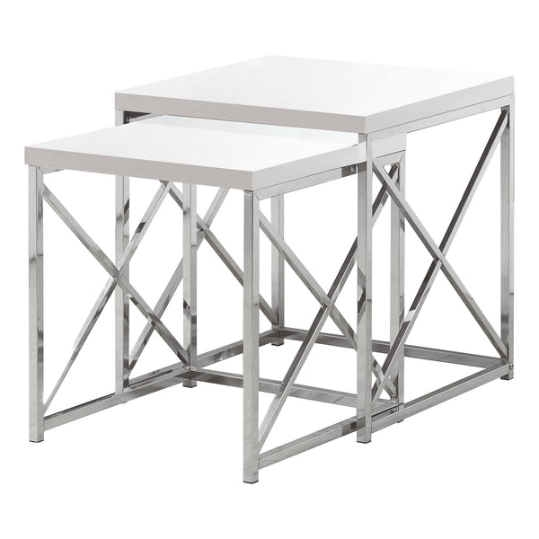 40.5" Particle Board and Chrome Metal Two Pieces Nesting Table Set