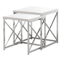 40.5" Particle Board and Chrome Metal Two Pieces Nesting Table Set