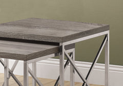 37.25" x 37.25" x 40.5" Dark Taupe Particle Board Metal  2pcs Nesting Table Set