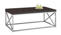X Trestle Cappuccino and Chrome Coffee Table