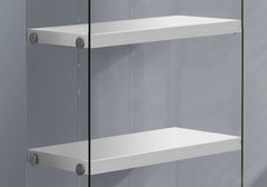 12" x 24" x 58.75" White Clear Particle Board Tempered Glass  Bookcase