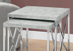 37.5" x 37.5" x 40.5" Grey Particle Board Metal 2pcs Nesting Table Set