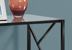 15.75" x 44" x 32" Black Metal Glass Particle Board Accent Table with a Mirror Top