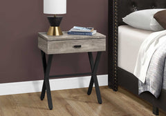 12" x 18.25" x 22.25" Taupe Finish and Black Metal Accent Table