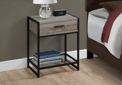 12" x 18" x 22" Dark TaupewithBlack  Tempered Glass  Accent Table
