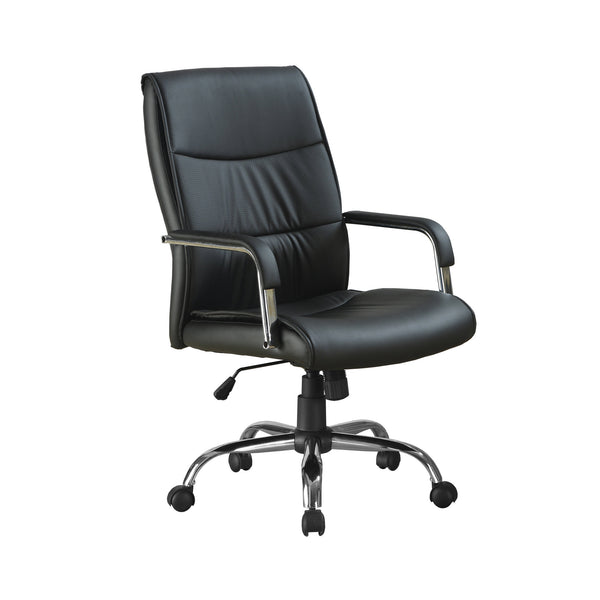 41.5" Black Leather Look  Foam  and Metal Office Chair