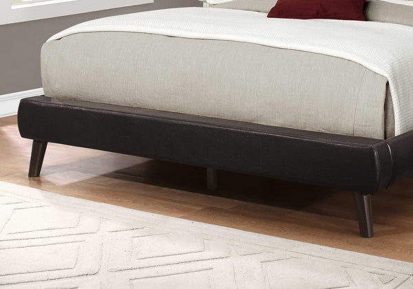 70.25" x 87.25" x 47.25" Brown Foam Solid Wood Leather Look Queen Size Bed