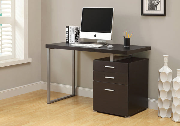 23.75" x 47.25" x 30" Cappuccino Silver Particle Board Hollow Core Metal  Computer Desk
