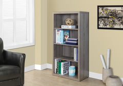 47.5" Dark Taupe Particle Board and MDF Bookshelf with Adjustable Shelves