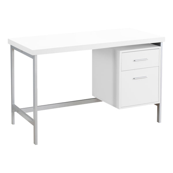 23.75" x 47.25" x 30.75" White Silver Particle Board Hollow Core Metal  Computer Desk