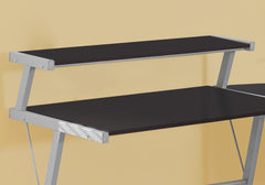 18.25" x 48.25" x 36.75" Cappuccino Silver Metal  Computer Desk