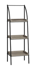 12" x 16" x 48" Dark Taupe  Black  Mdf  Metal   Bookshelf