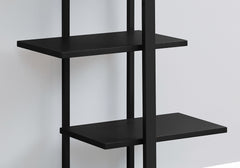 13" x 32" x 60" Black  Mdf  Metal   Bookshelf