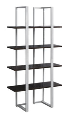 13.25" x 32" x 60" Cappuccino Silver Mdf Metal  Bookshelf