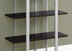 13.25" x 32" x 60" Cappuccino Silver Mdf Metal  Bookshelf