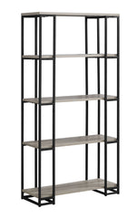 12.5" x 32" x 62" Dark Taupe Black Mdf Metal  Bookcase