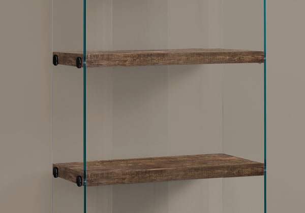 12" x 24" x 58.75" Brown Particle Board Tempered Glass  Bookcase