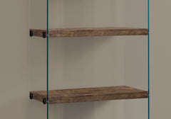 12" x 24" x 58.75" Brown Particle Board Tempered Glass  Bookcase