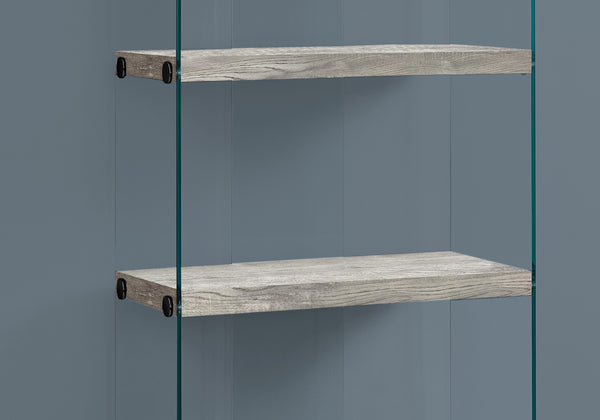 12" x 24" x 58.75" Grey Particle Board Tempered Glass  Bookcase