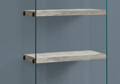 12" x 24" x 58.75" Grey Particle Board Tempered Glass  Bookcase