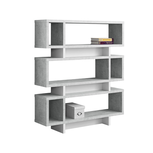 12" x 47.25" x 54.75" Grey White Particle Board Hollow Core  Bookcase