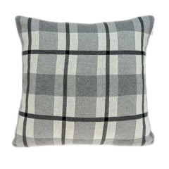 Square Gray and Blue Plaid Accent Pillow Cover