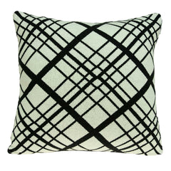 Square White and Black Plaid Accent Pillow Cover