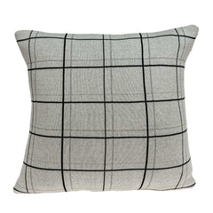 Large Scale Tan and Grey Plaid Cotton Accent Pillow Cover