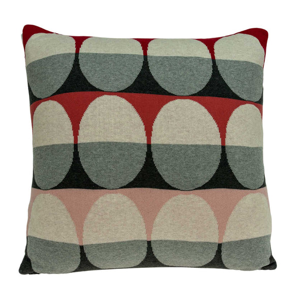 20" x 0.5" x 20" Transitional Gray And Red Cotton Pillow Cover