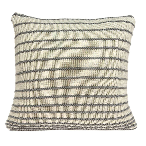 Casual Square Tan and Gray Stripe Accent Pillow Cover