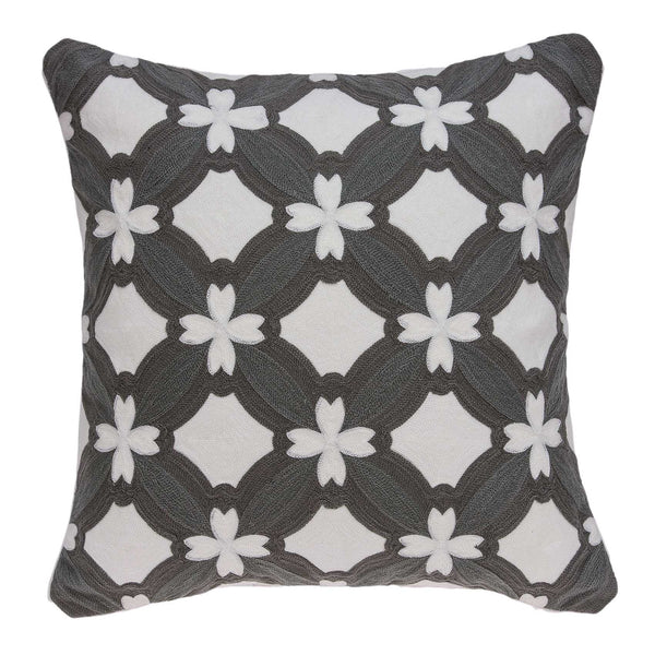 20" x 0.5" x 20" Transitional Gray and White Pillow Cover