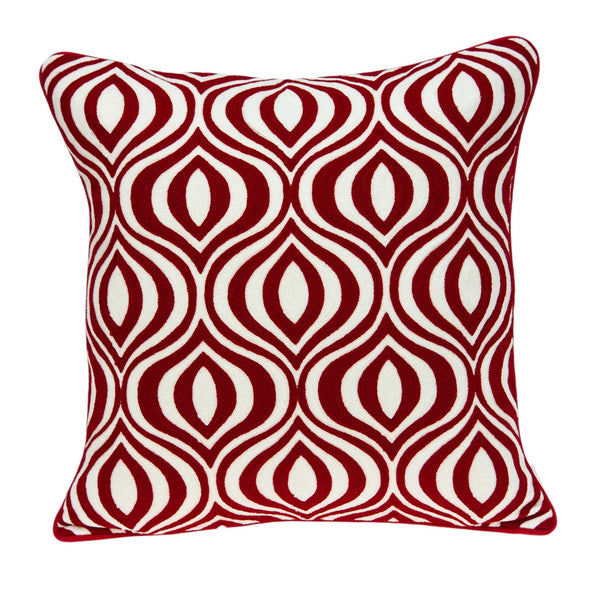 20" x 0.5" x 20" Transitional Red and White Pillow Cover