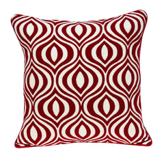 20" x 0.5" x 20" Transitional Red and White Pillow Cover