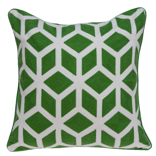 20" x 0.5" x 20" Transitional Green and White Pillow Cover