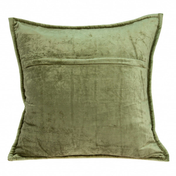 20" x 7" x 20" Transitional Olive Solid Quilted Pillow Cover With Poly Insert