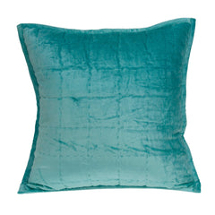 20" x 7" x 20" Transitional Aqua Solid Quilted Pillow Cover With Poly Insert