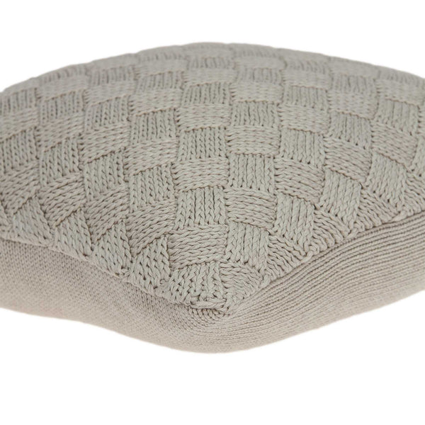 20" x 7" x 20" Clean Transitional Beige Accent Pillow Cover With Down Insert