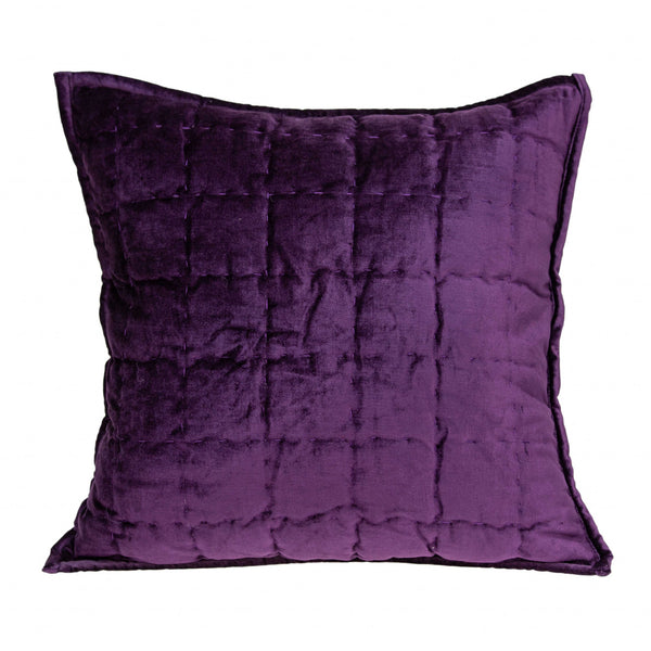 20" x 7" x 20" Transitional Purple Solid Quilted Pillow Cover With Down Insert