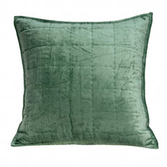 20" x 7" x 20" Transitional Green Solid Quilted Pillow Cover With Down Insert