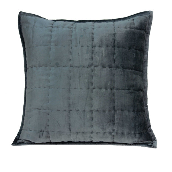 20" x 7" x 20" Transitional Charcoal Solid Quilted Pillow Cover With Down Insert
