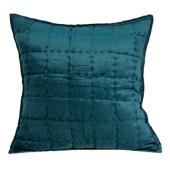 20" x 7" x 20" Transitional Teal Solid Quilted Pillow Cover With Down Insert