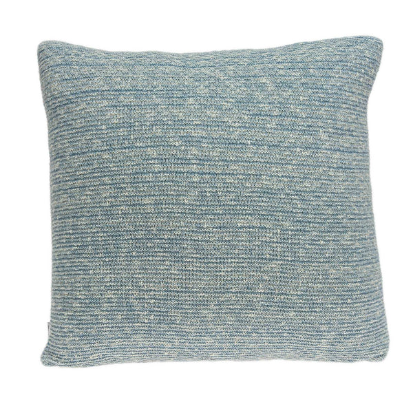 20" x 7" x 20" Transitional Blue Cotton Pillow Cover With Down Insert