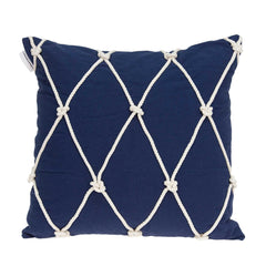 20" x 7" x 20" Nautical Blue Pillow Cover With Down Insert