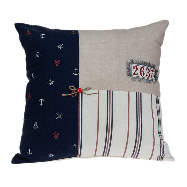 20" x 7" x 20" Nautical Multicolor Pillow Cover With Down Insert