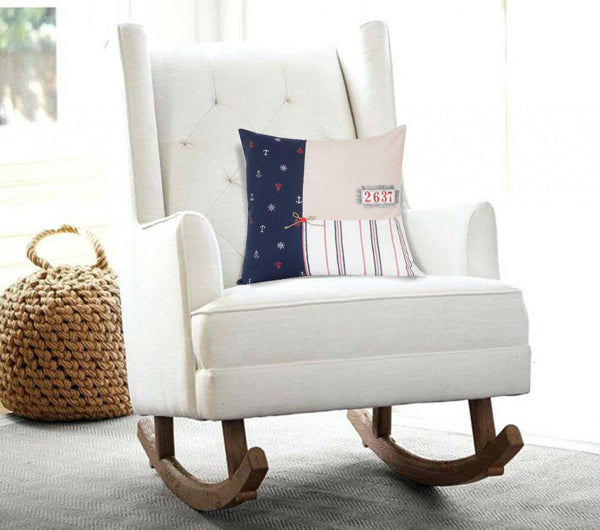 20" x 7" x 20" Nautical Multicolor Pillow Cover With Down Insert