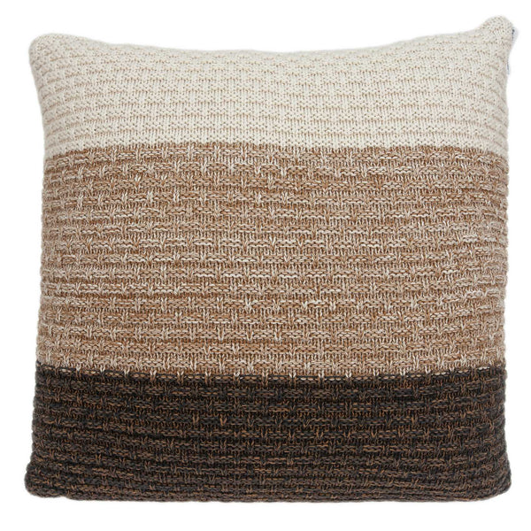 20" x 7" x 20" Transitional Brown And Cream Pillow Cover With Down Insert