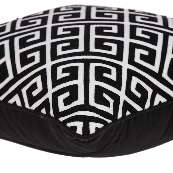 20" x 7" x 20" Black and White Pillow Cover With Down Insert