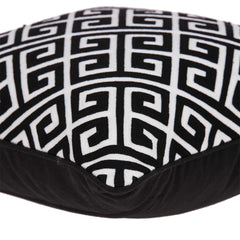 20" x 7" x 20" Black and White Pillow Cover With Down Insert