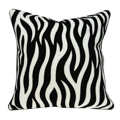 20" x 7" x 20" Transitional Black and White Zebra Pillow Cover With Down Insert
