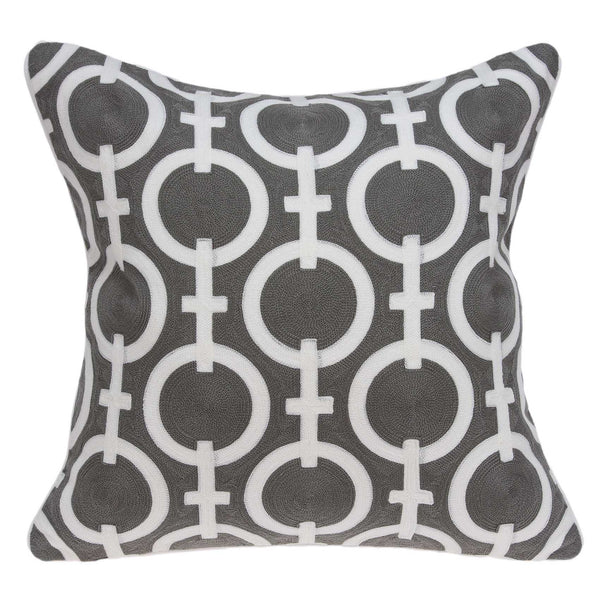 20" x 7" x 20" Transitional Gray and White Accent Pillow Cover With Down Insert